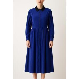 Vintage 1990s Eddie Bauer Corduroy Embroidered Midi Dress Small Petite